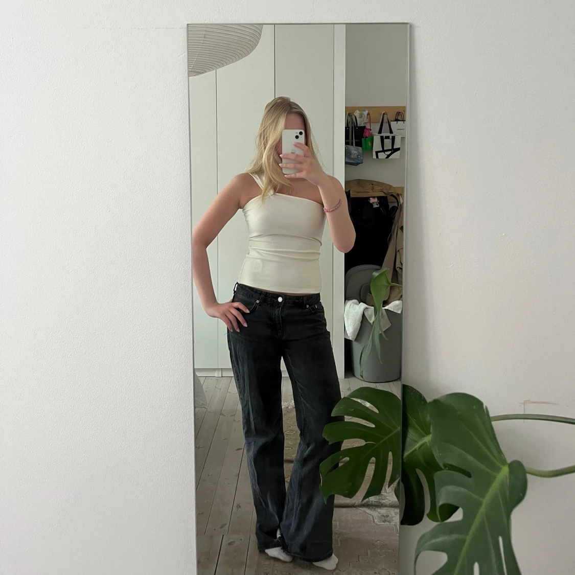 Vit one shoulder tubtopp