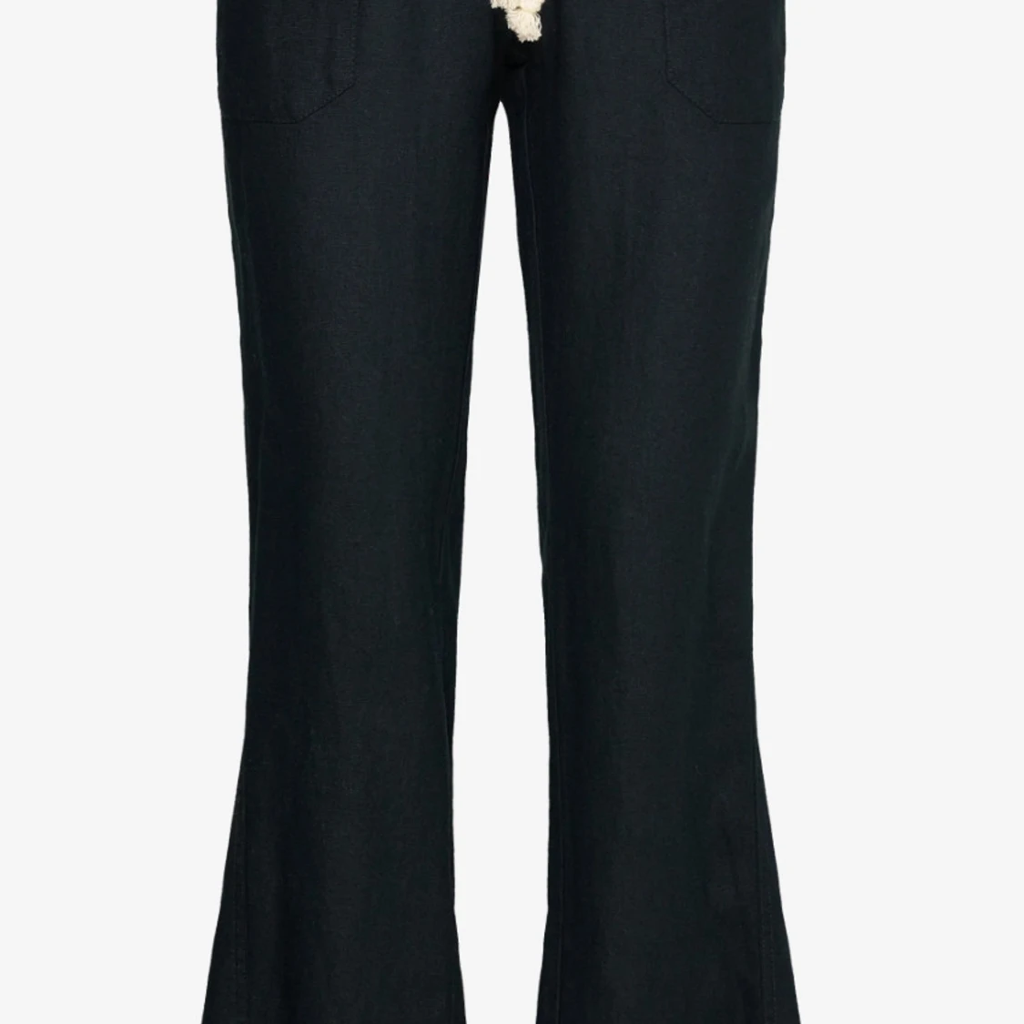 Svarta linnebyxor med snörning - 1