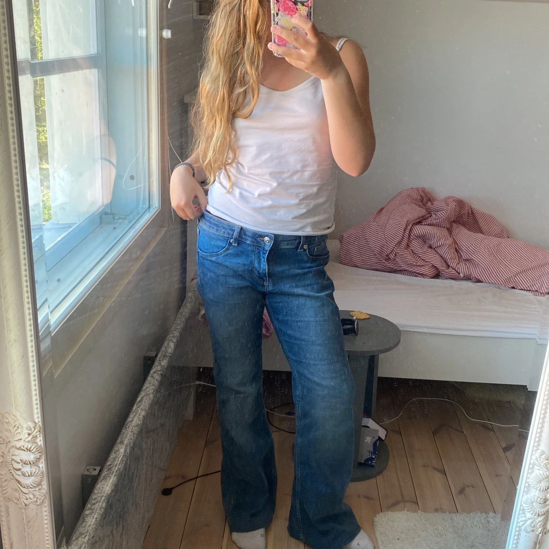 Blå bootcut jeans