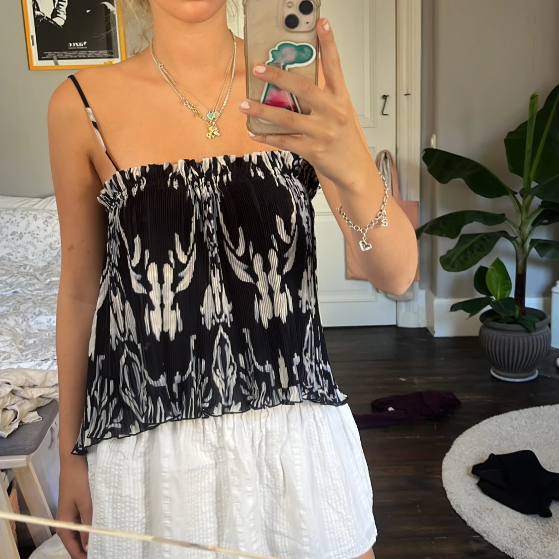 plisserad tubtopp med mönster