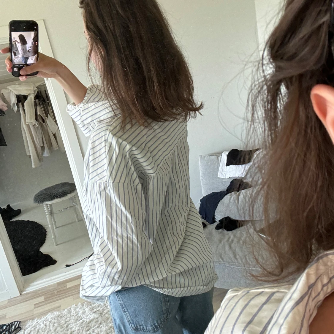 Vit oversize randig skjorta - 2