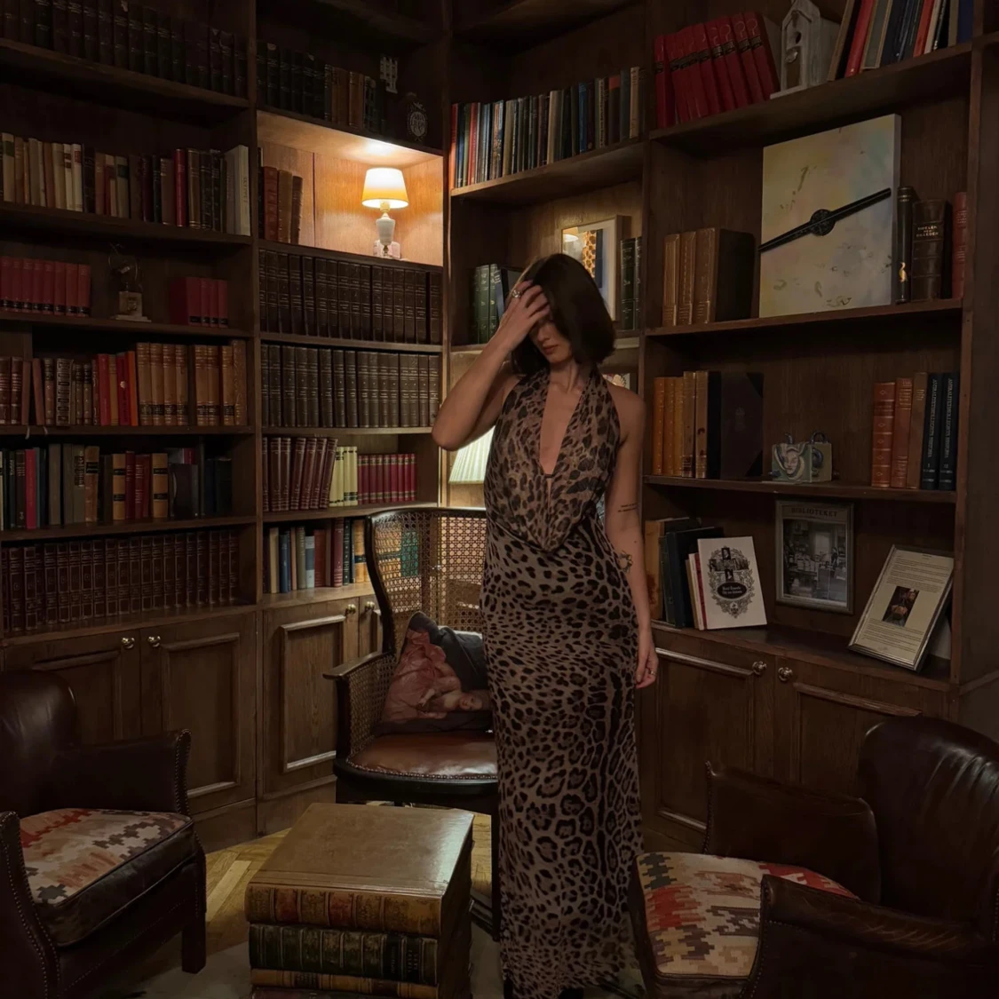 Leopardmönstrad långklänning från design by si - 3