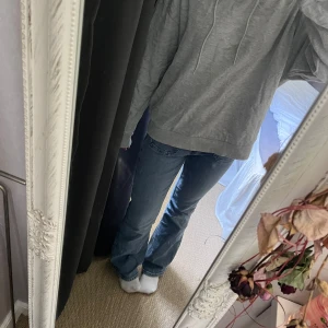 Grå hoodie - jätte fin grå hoodie! knappt aldrig använd men den är tvättad några gånger så tyget inuti är inte så skönt, känns typ som en handduk. men jätte fin ändå! mer än det så har den inga defekter!