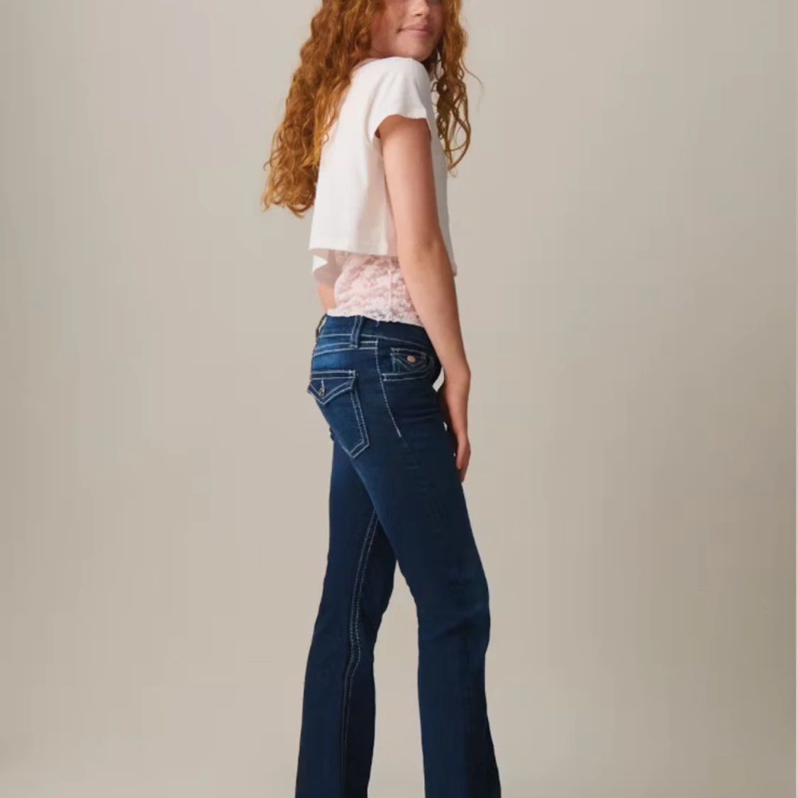 Mörkblå bootcut jeans - 1