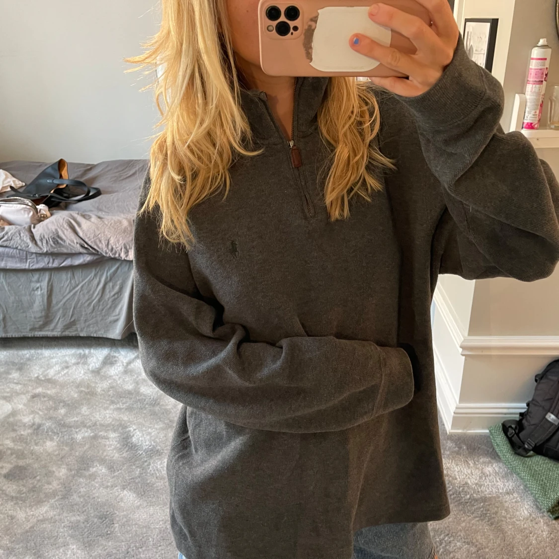 Grå half zip tröja från Ralph Lauren - 2