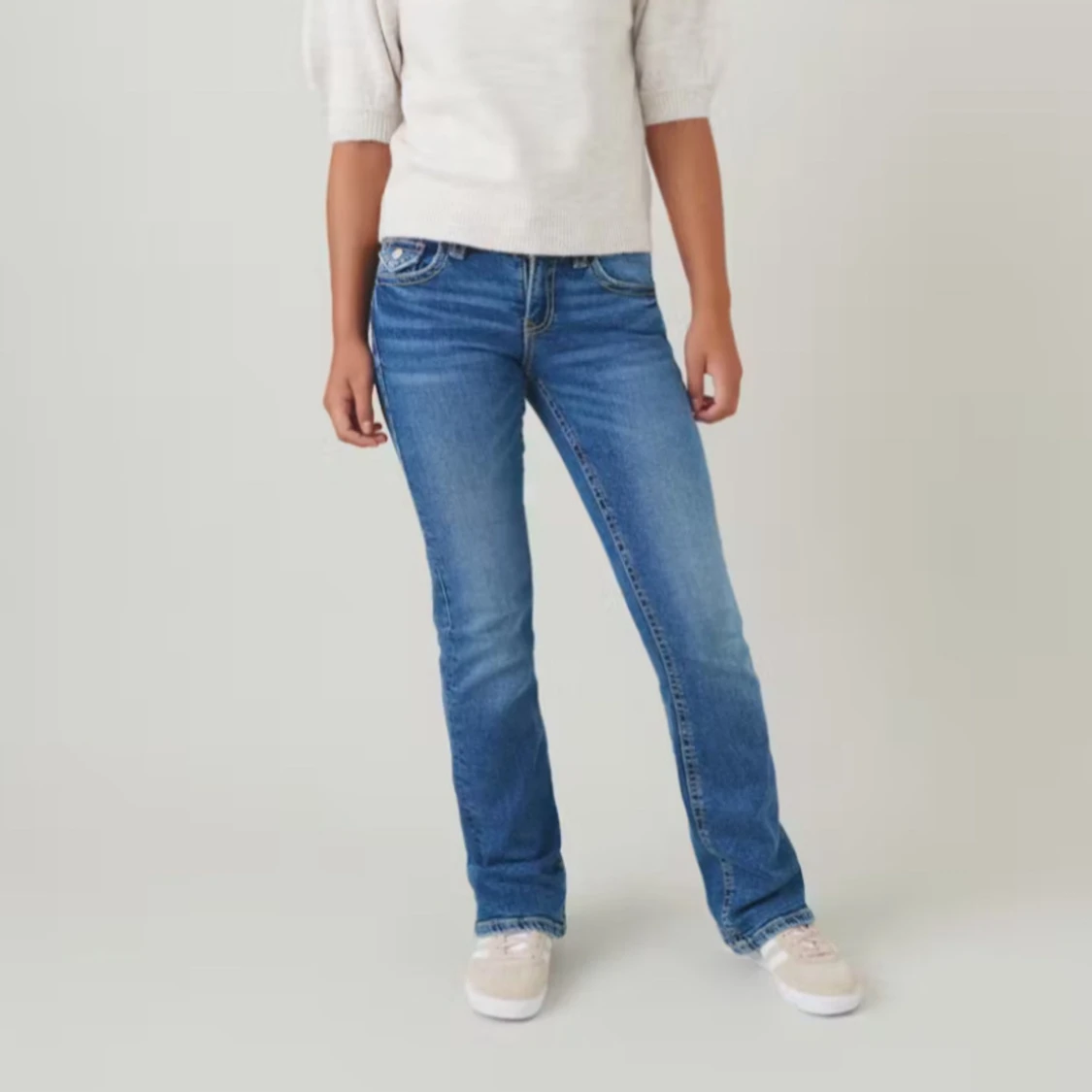 Blå lågmidjade bootcut jeans  - 1