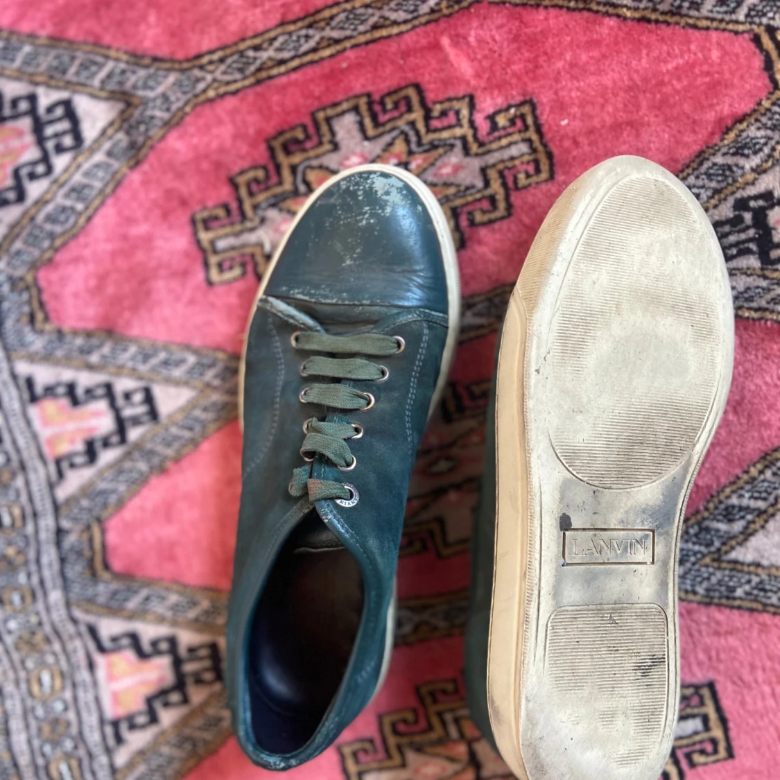 Gröna sneakers från Lanvin i skinn - 4