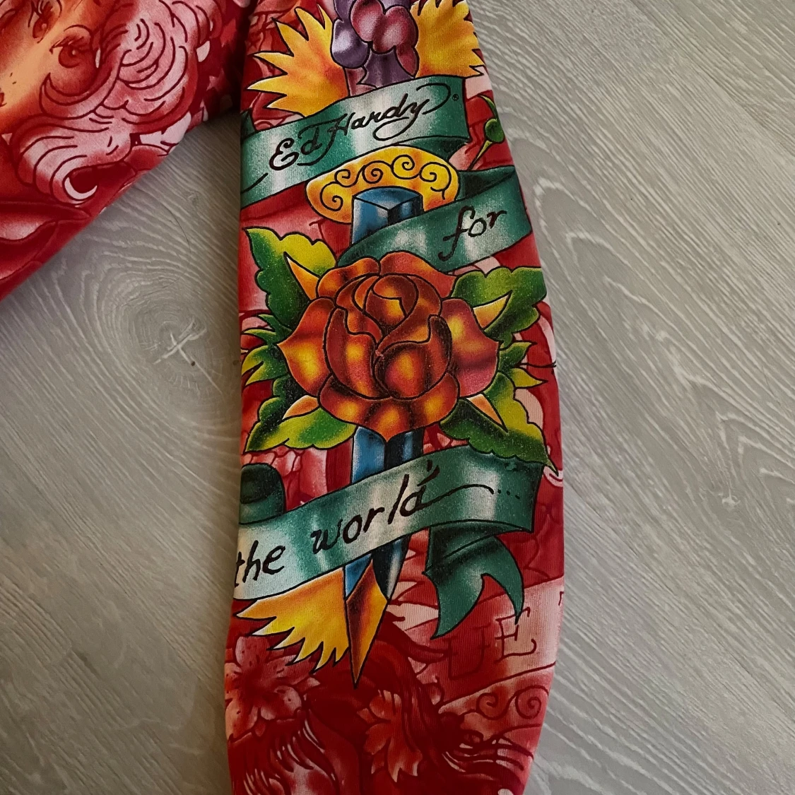 Röd Ed Hardy zip up med tryck - 3