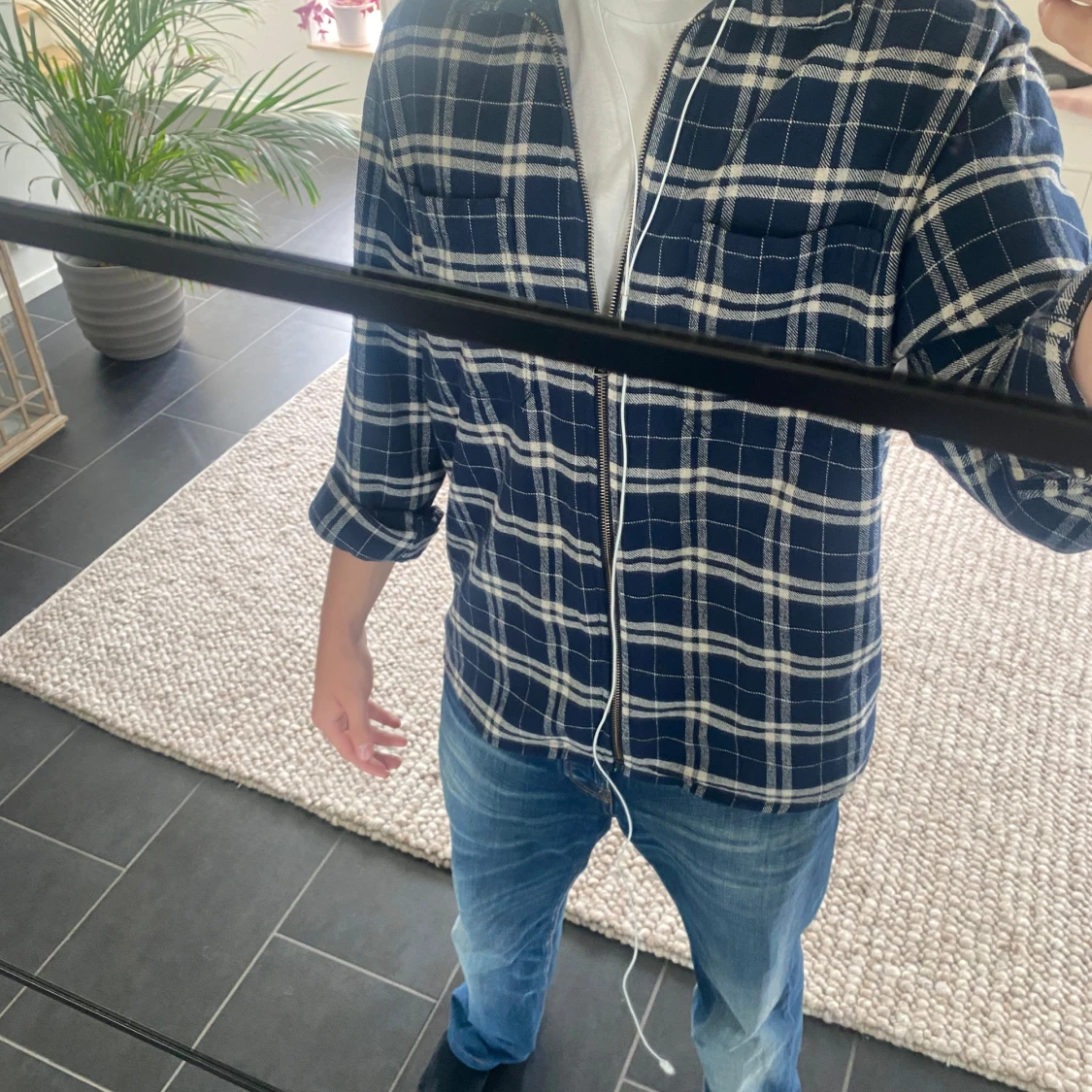 Blå rutig overshirt