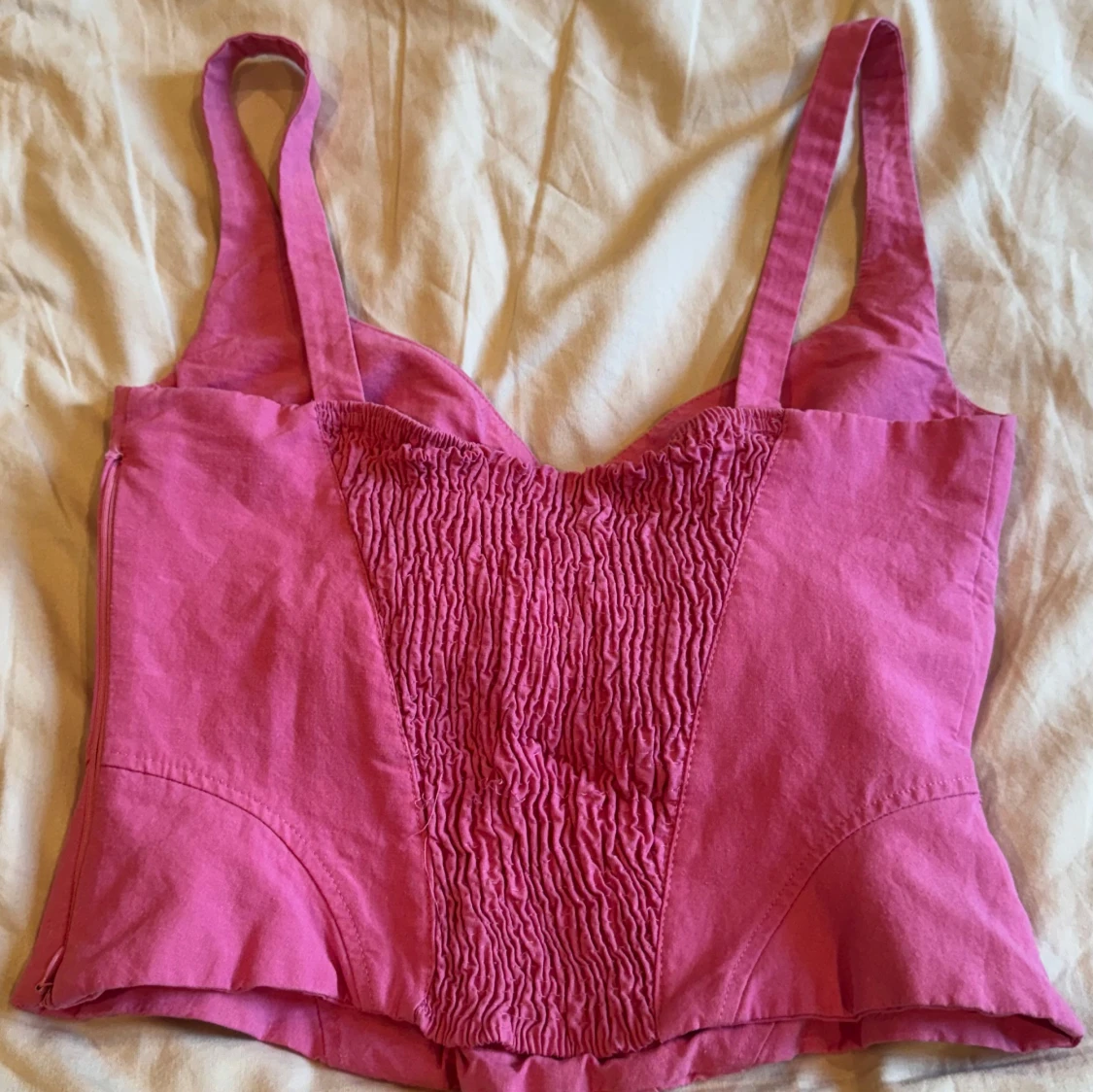 Rosa korsett-topp med breda axelband - 3