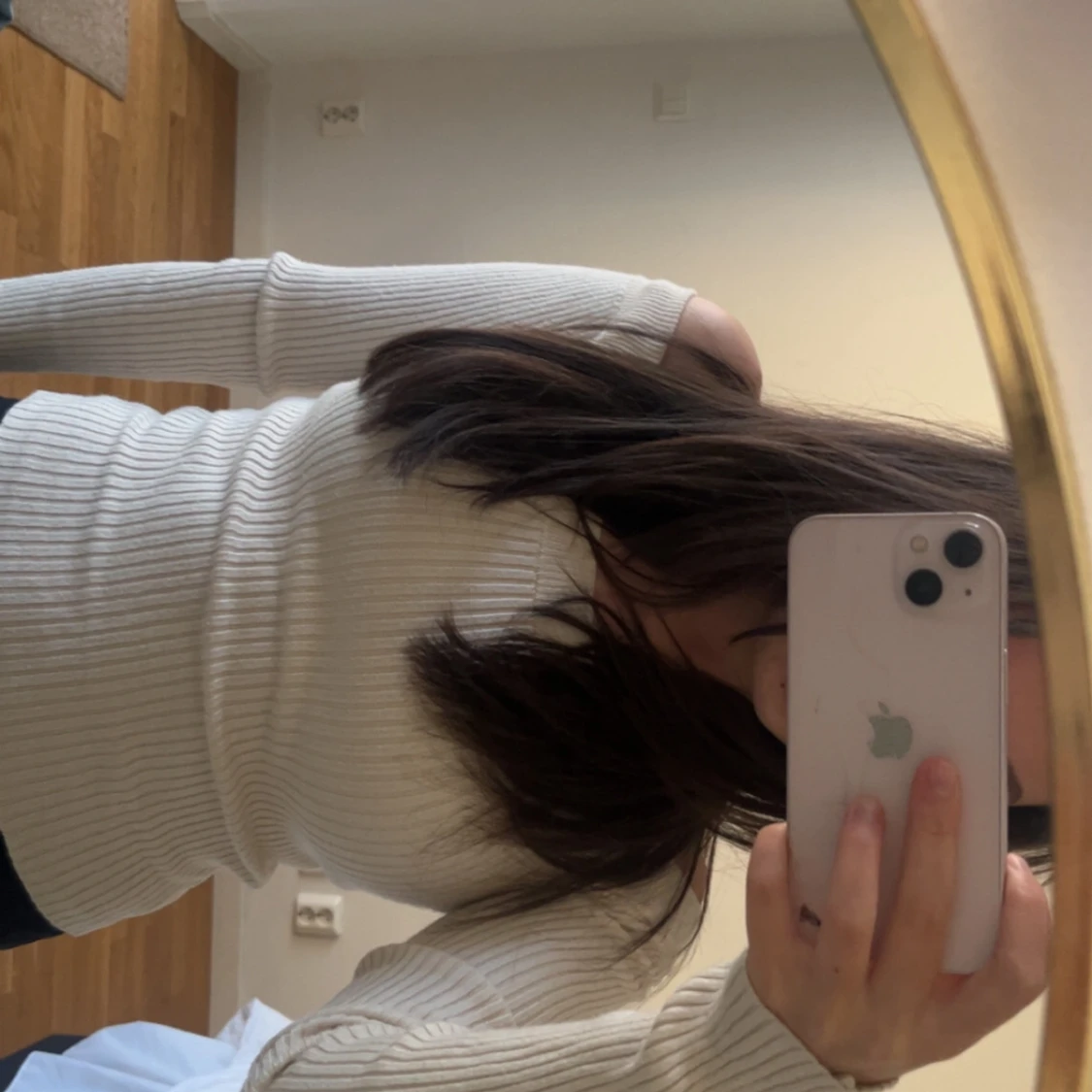 Offshoulder ribbad vit stickad topp - 3