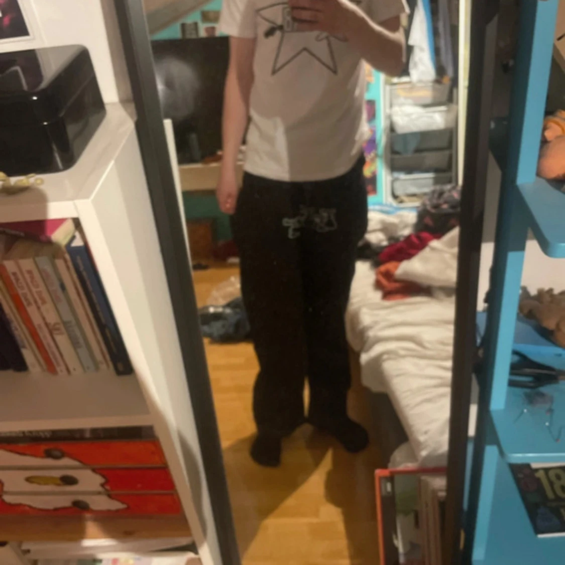 Svarta jeans contrast stitching tryck - 91