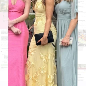 Gul långklänning med spetsdetaljer - Säljer en jättefin klänning från Gina! Använd en kväll och så kollar om någon annan kan ha bättre användning för den 💛💛💛