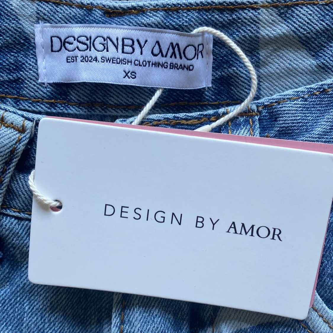 ljusblå low waist jeans shorts - 3