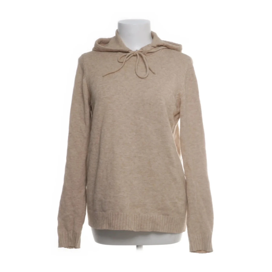 Beige stickad hoodie