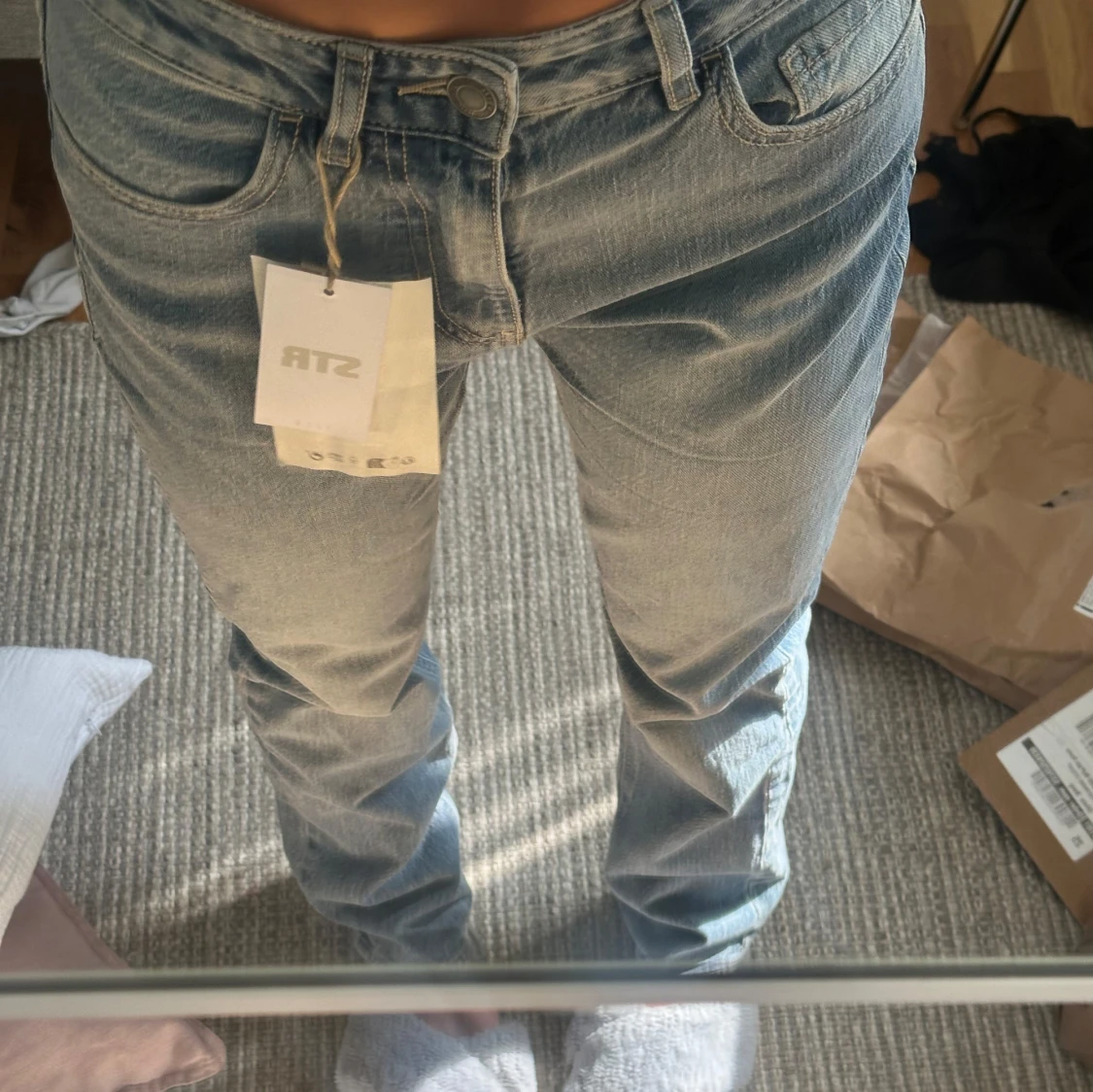 Ljusblå raka jeans med normal midja - 2