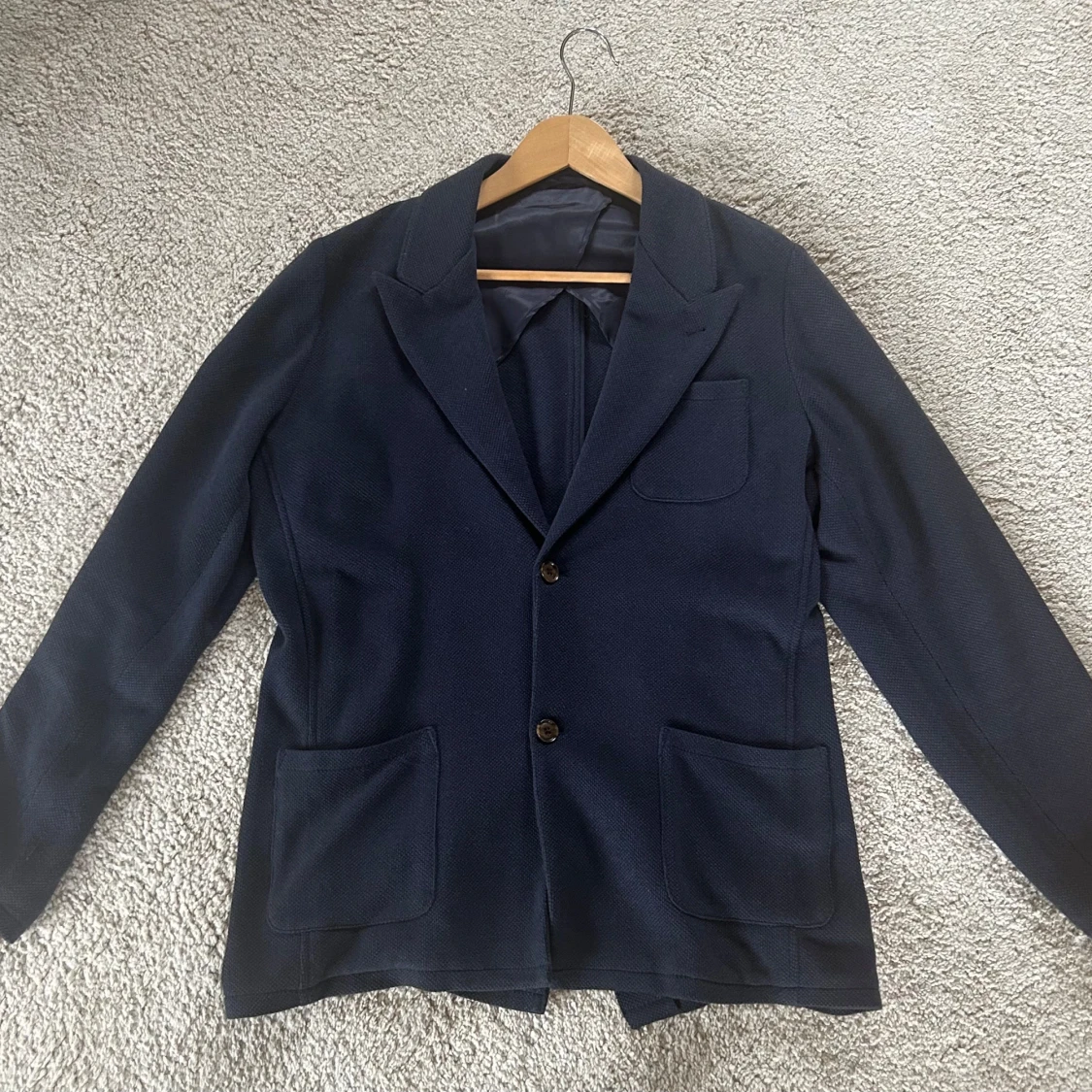 Marinblå Stickad Kavaj - 1