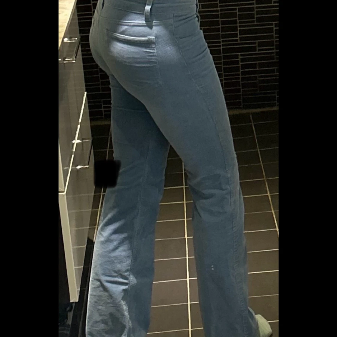 Ljusblå manchesterbyxor bootcut - 1