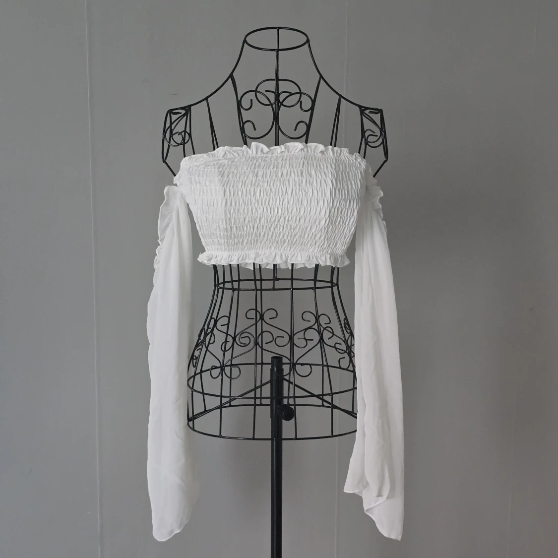 Vit offshoulder croppad topp - 2