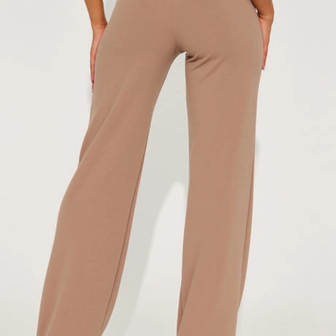 Beiga vida kostymbyxor med hög midja - 1