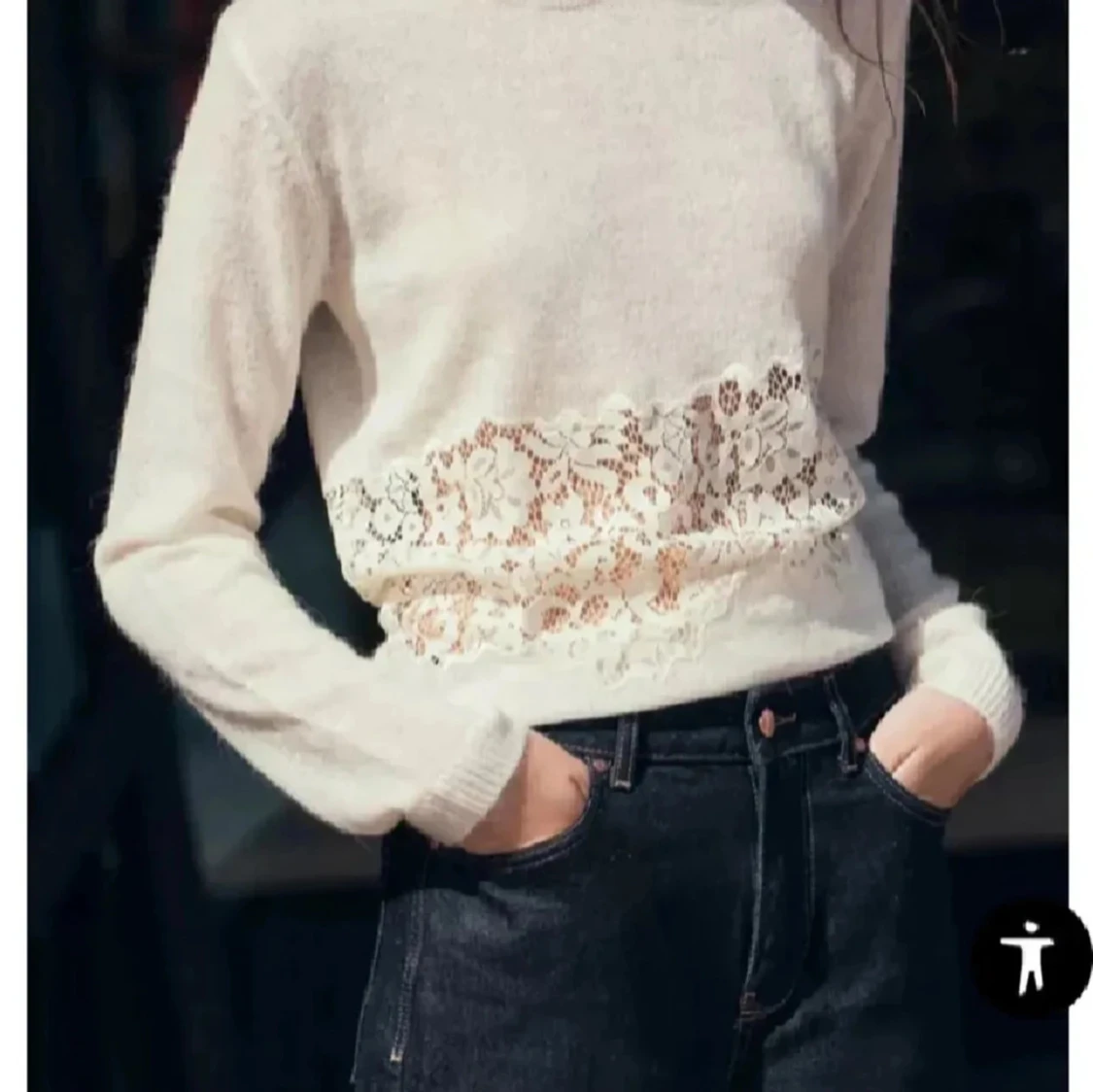 Vit stickad tröja med spets från Zara