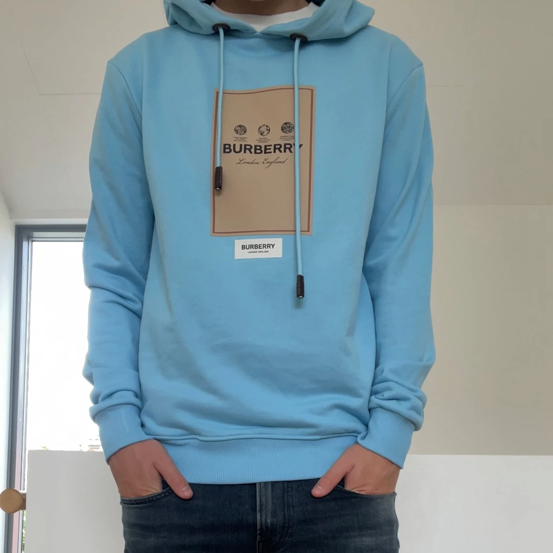 Ljusblå burberry Hoodie