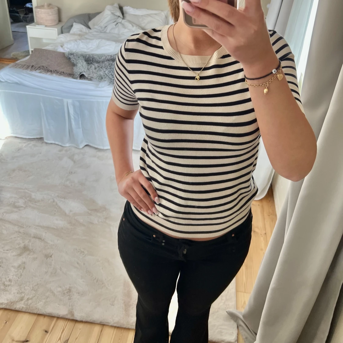 Randig kortärmad topp - 1