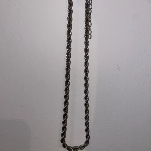 Silver halsband  - Säljer ett snyggt halsband i silverfärg med en kraftig, tvinnad kedja. Perfekt för dig som gillar statement-smycken och vill ha något som sticker ut. Passar till många olika stilar och är lätt att matcha med andra accessoarer.