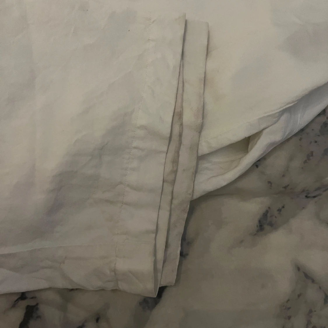 Vita vida linnebyxor med snörning - 4