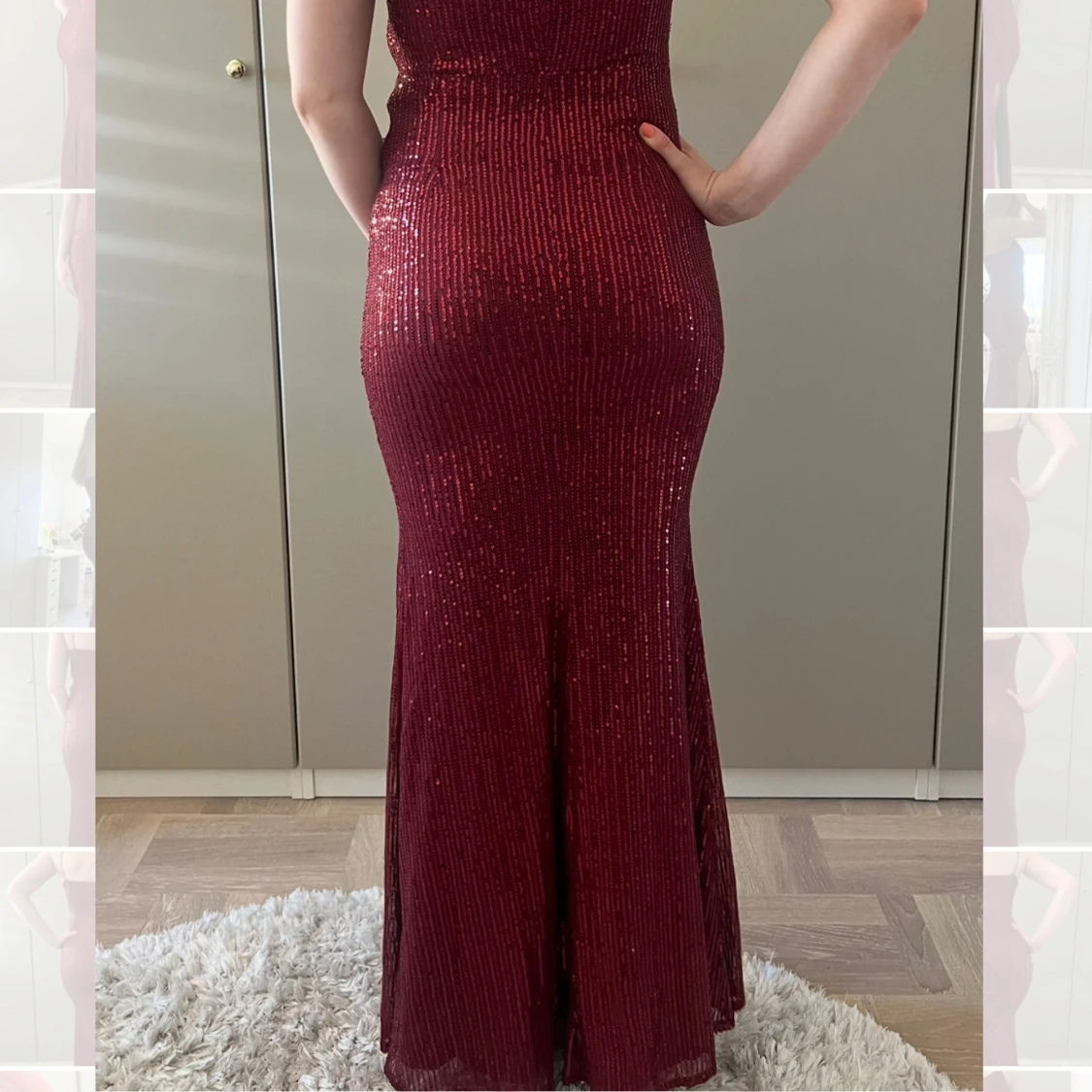 Vinröd paljettklänning från Bubbleroom - 2