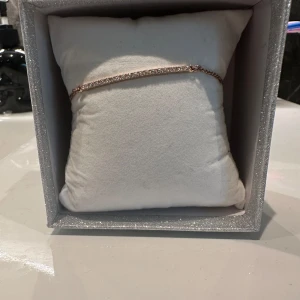 armband i roséguld - Snyggt och stilrent armband i roséguld med en tunn kedja och en rad glittrande stenar framtill. Perfekt för dig som gillar eleganta detaljer och vill ha något som sticker ut lite extra. Låset är klassiskt och enkelt att använda.