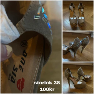 Beige Klackskor Med Detaljer  - oanvända, storlek 38.