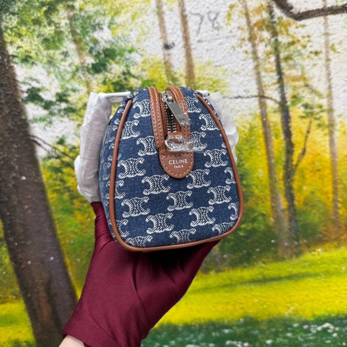 Celine Triomphe handväska i jeans - 2