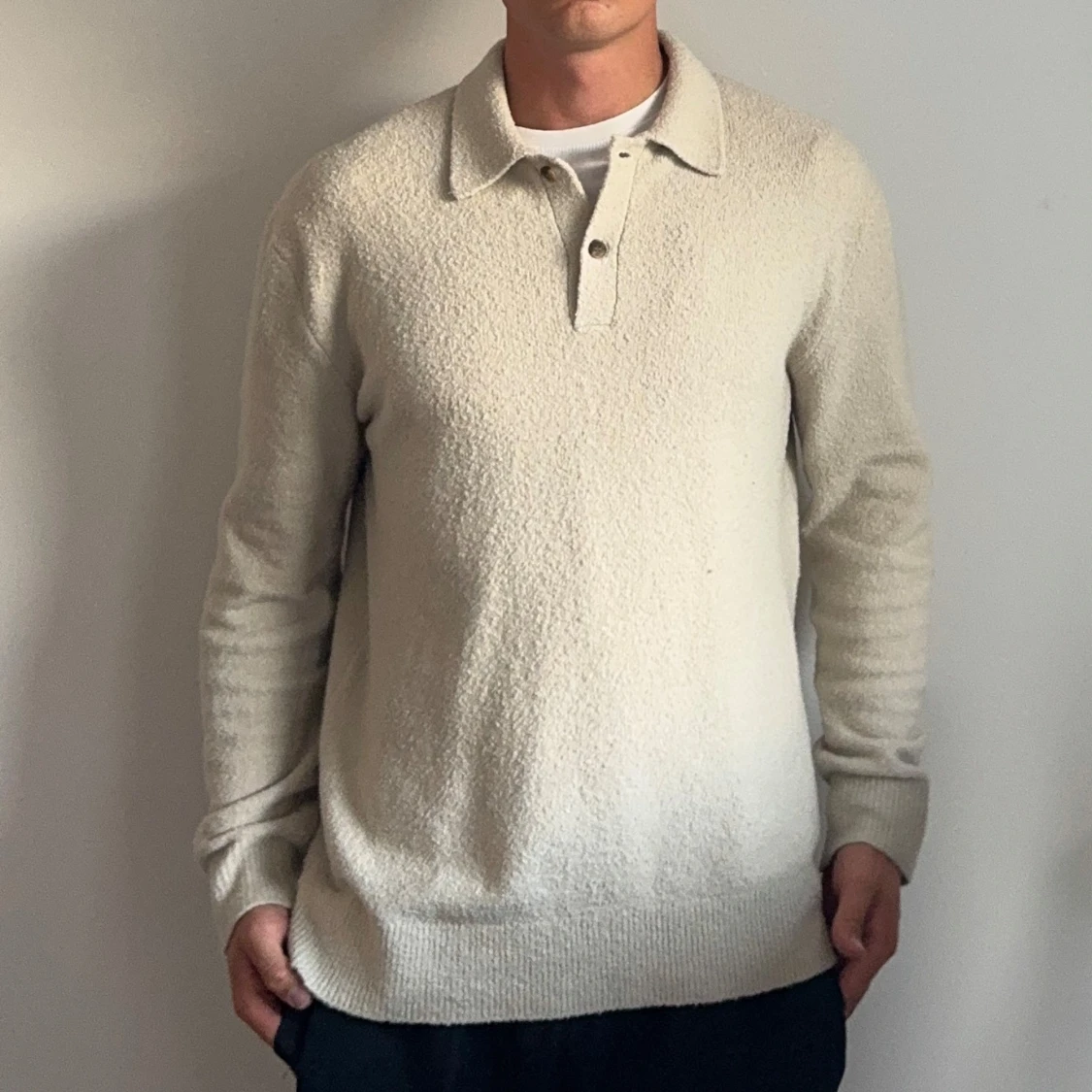 Beige Samsøe Samsøe stickad pikétröja med krage