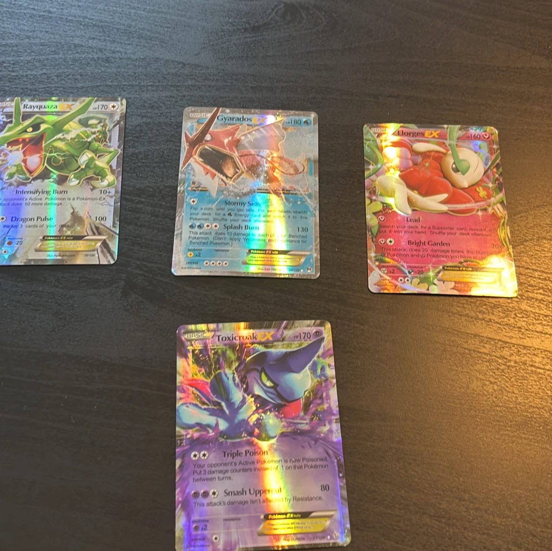 Pokémon EX-kort samling: Rayquaza, Gyarados, Florges, Toxicroak