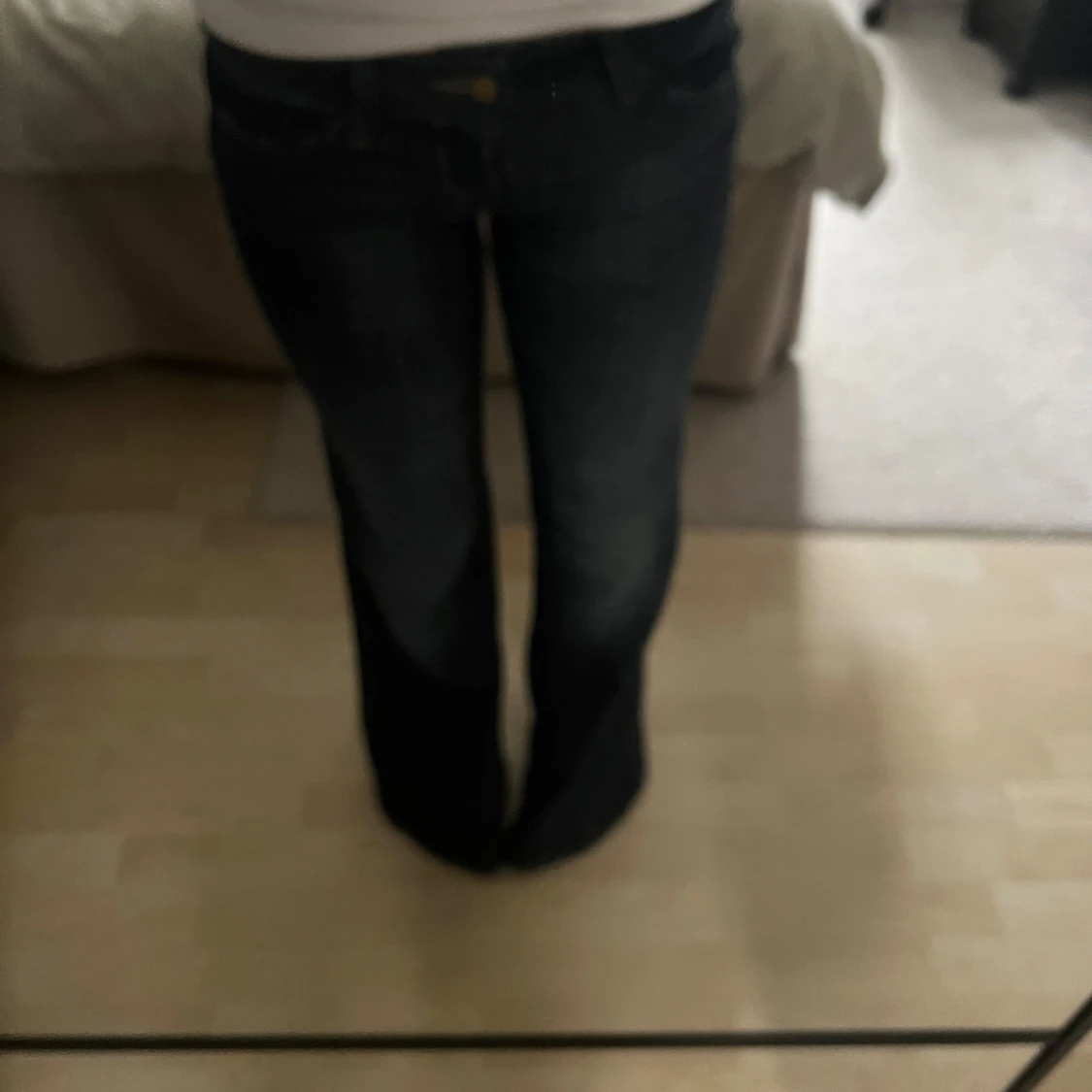 Mörkblå bootcut jeans  - 2