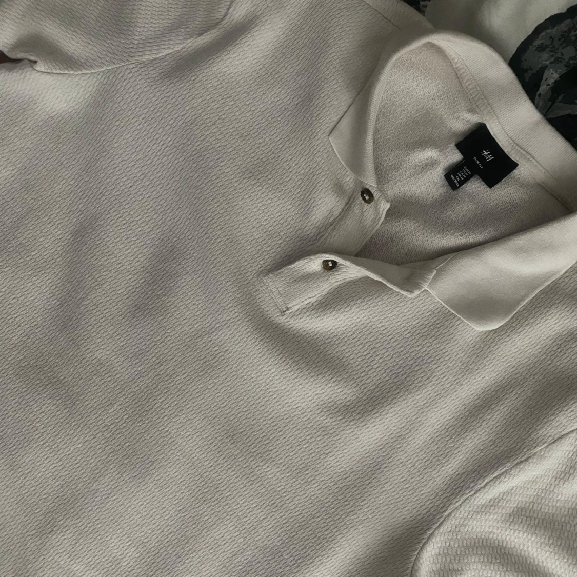 Vit pikétröja H&M slim fit - 3