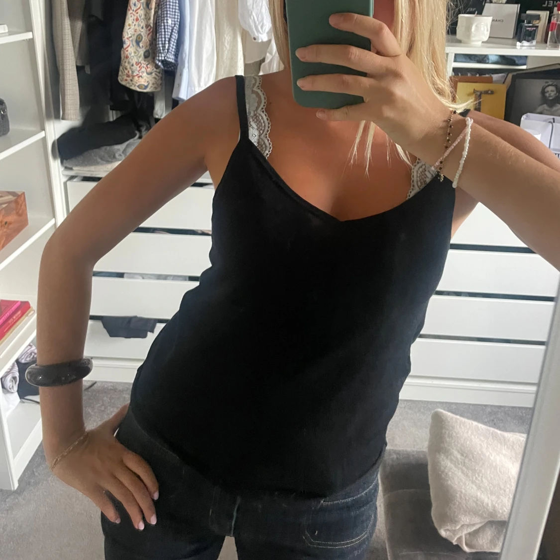 Svart cashmere linne - 1