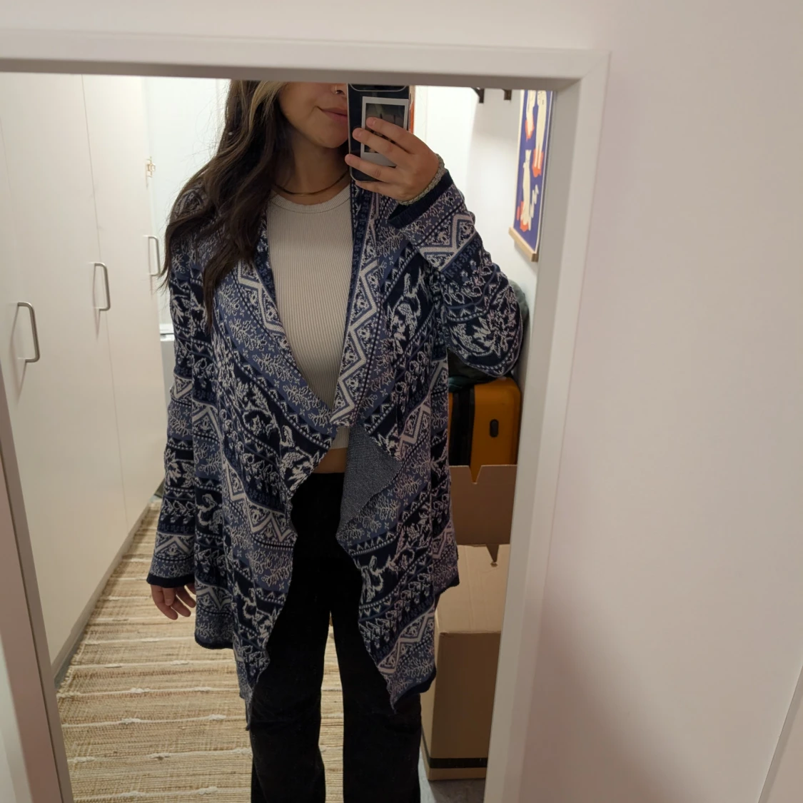 Blå mönstrad kofta  - 1