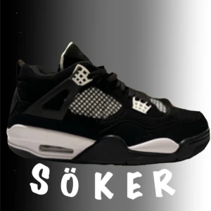 Söker ett par Jordan 4 white thunder - Söker skorna på bilden i storlek 44-45. Dom ska vara till ett bra pris och ett mycket fint skick.