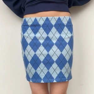 Blå rutig kjol från Shein - Snygg blå rutig kjol från Shein i en kort modell. Den är lite genomskinlig, bra skick och väldigt stretchig och bekväm så den är stor i storleken och passar typ vem som helst. 