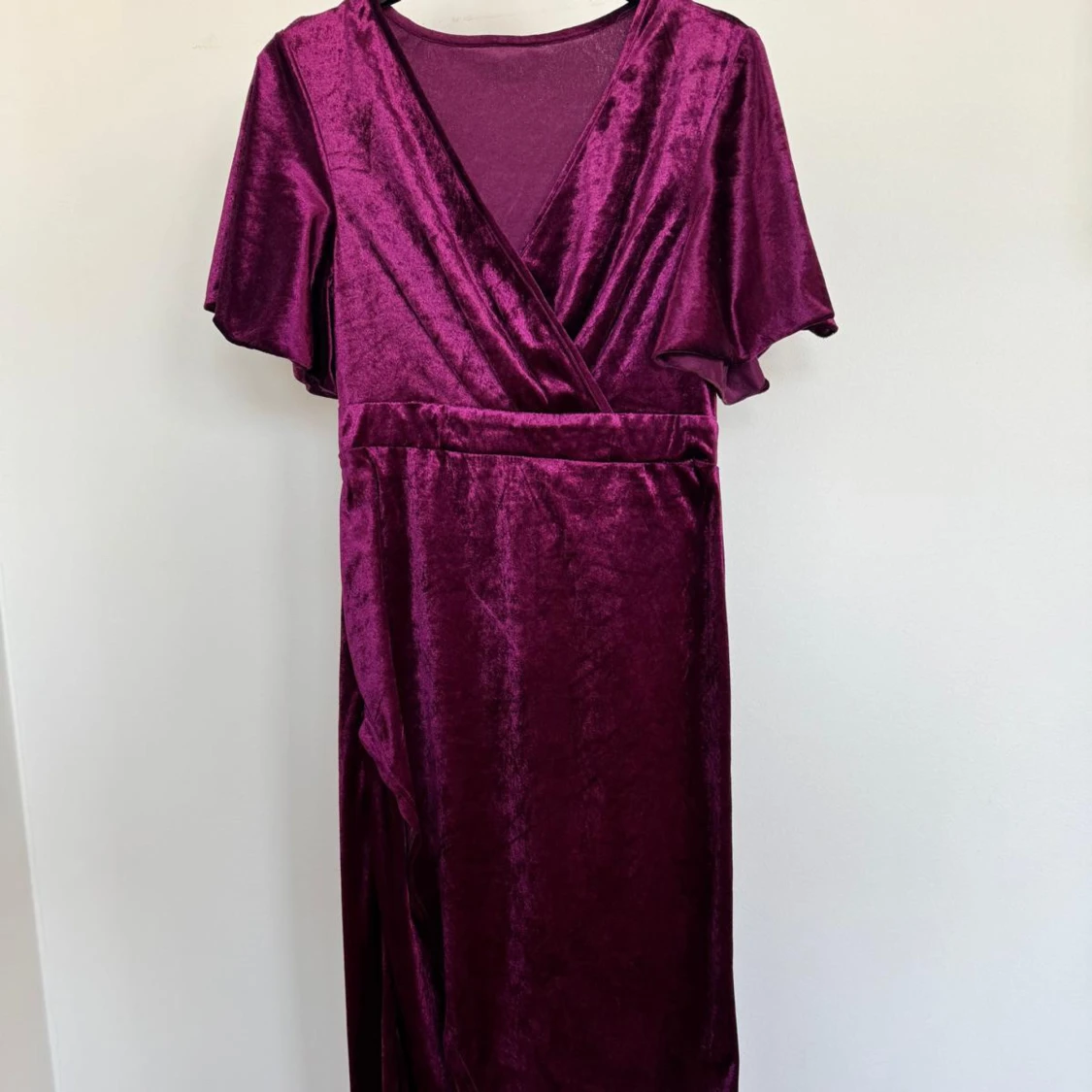 Vinröd sammet klänning - 1