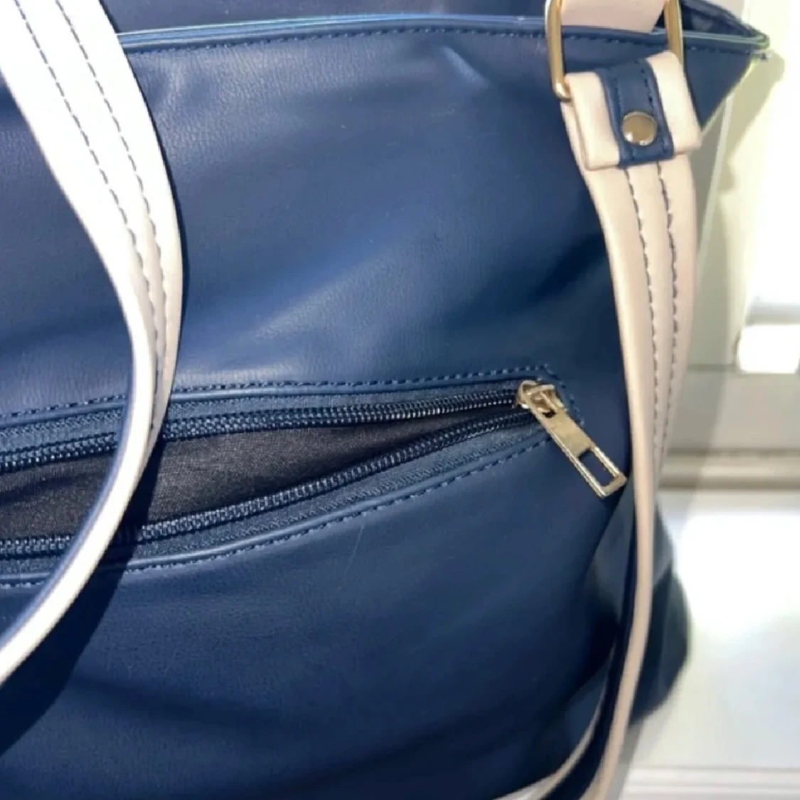 Blå och beige axelväska - 2