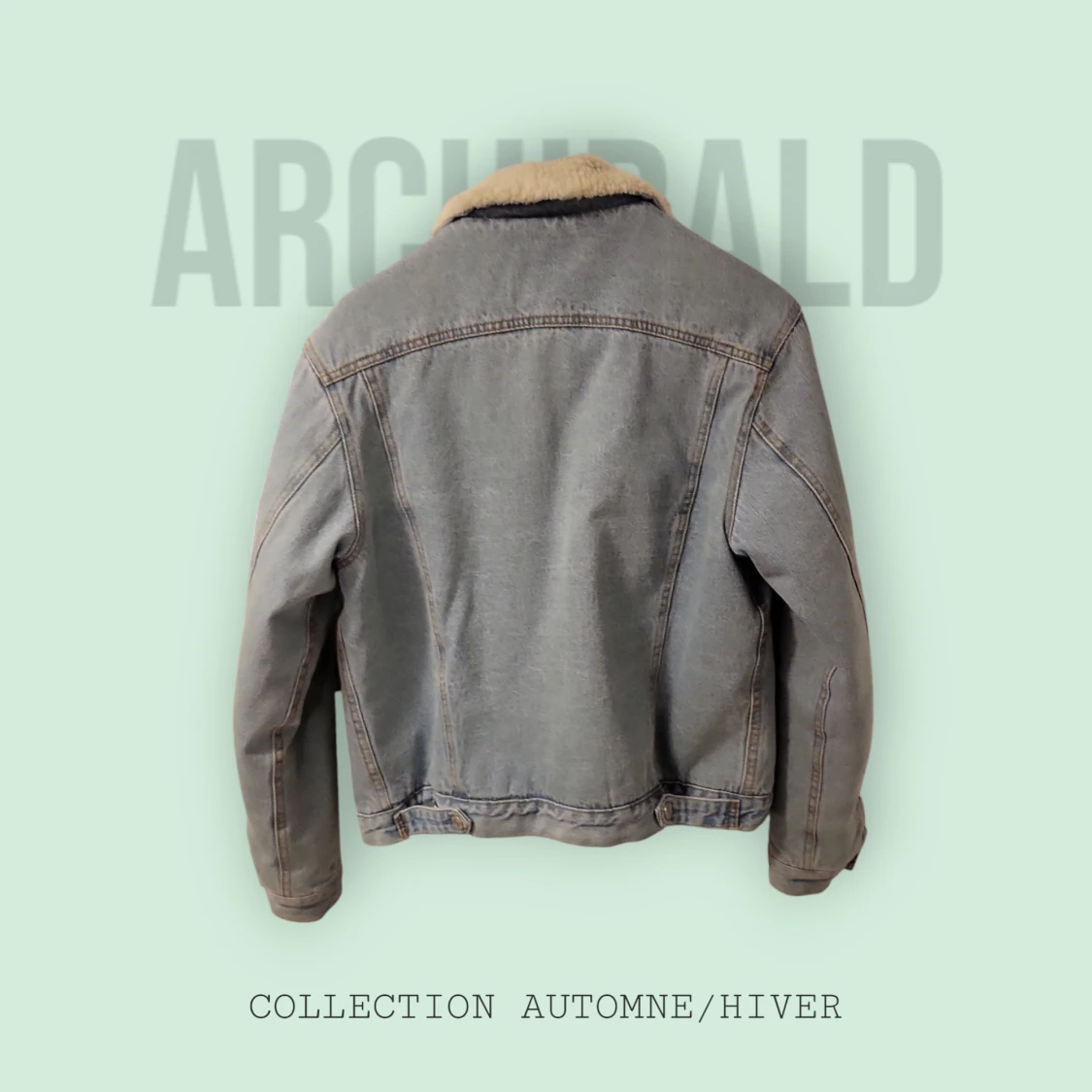 Grå jeansjacka med teddyfoder från Archibald - 1