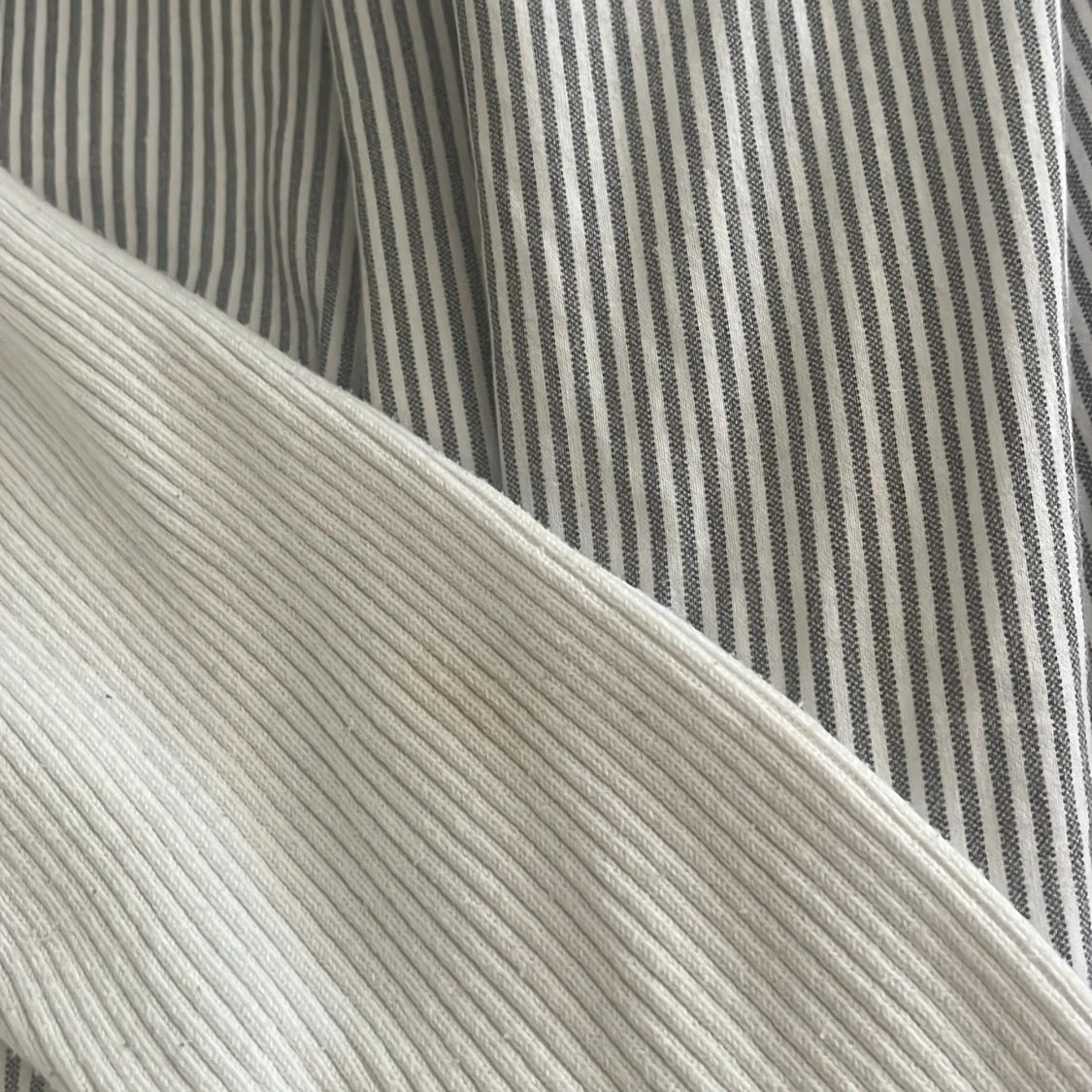 Vit ribbad långärmad topp H&M - 2