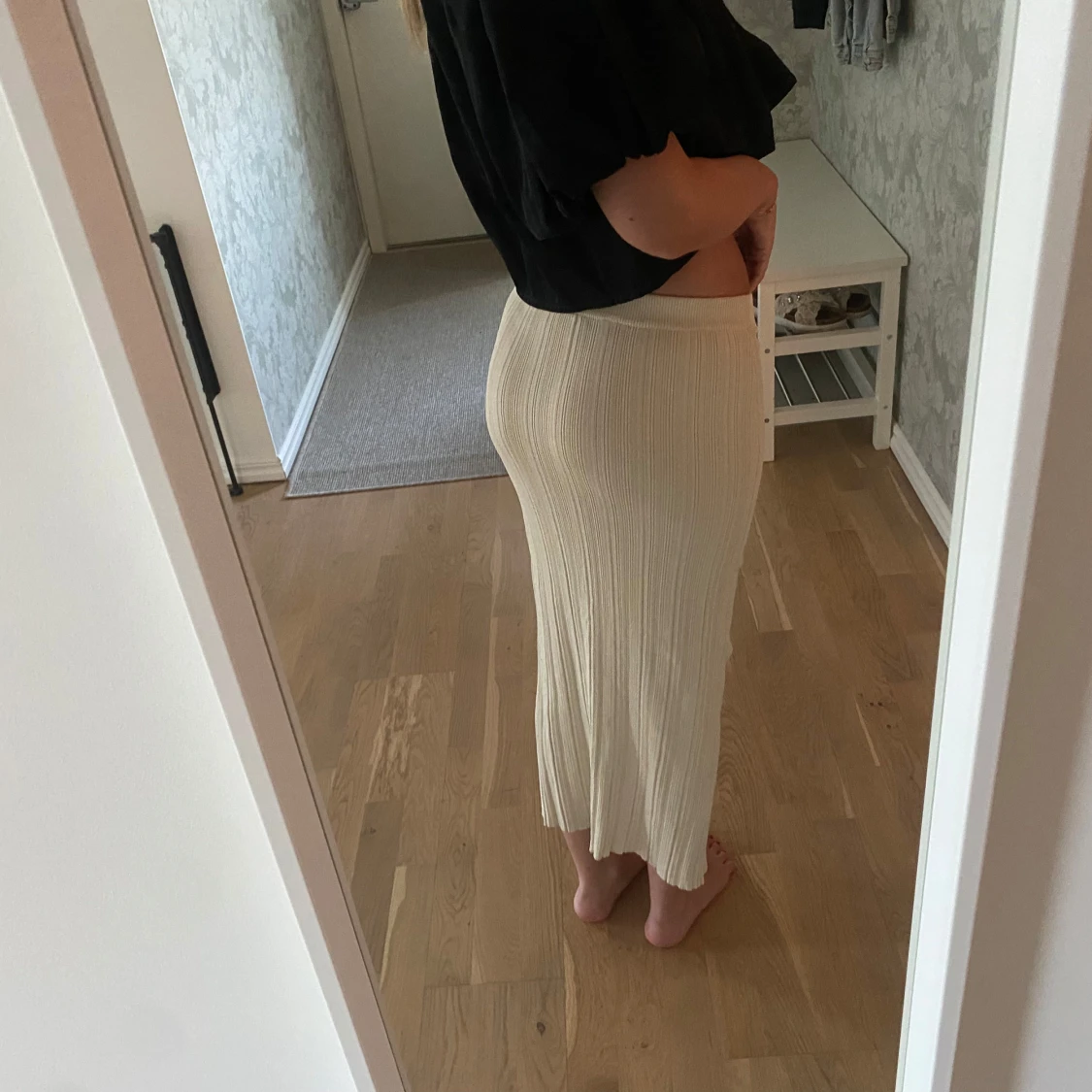 Beige stickad kjol - 2