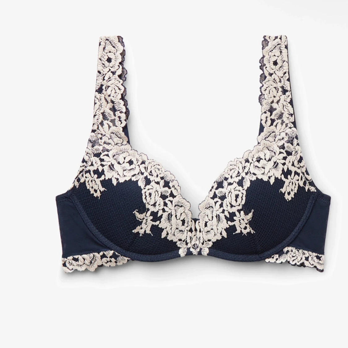 Mörkblå bh med spetsdetaljer