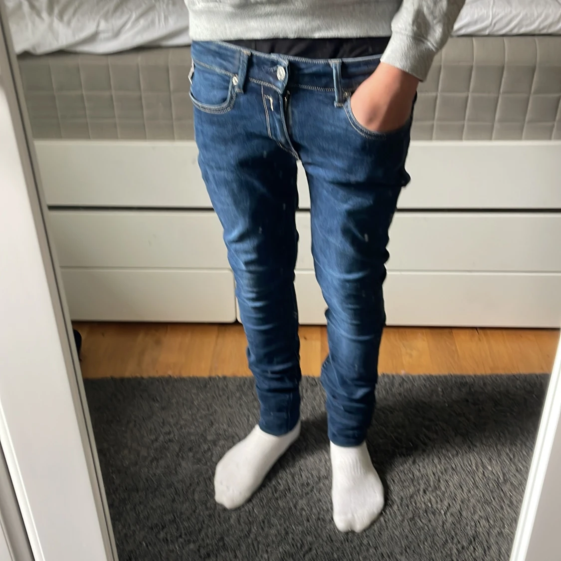 Blå Replay jeansbyxor skinny fit
