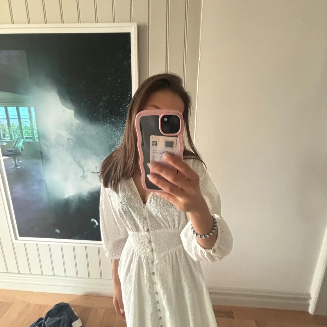 Vit spetsklänning med knappar - 1