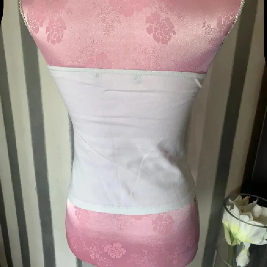 Vit linne med turkos text Paradise - 1